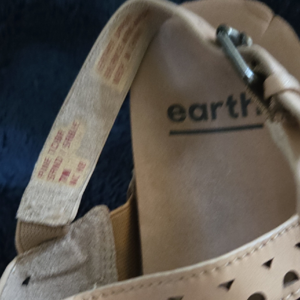 Earth Tan Sandals with Perforated Design and Ankle Strap - Picture 7 of 15